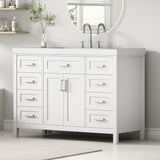 Bathroom Vanity With Sink, 2 Doors 8 Drawers, Soft Close System, Classic Design