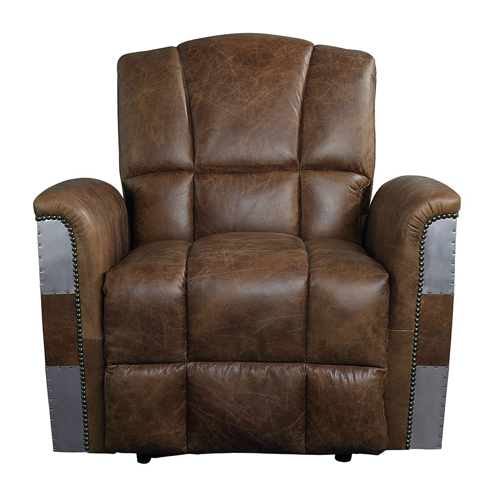 Brancaster - Power Motion Recliner - Retro Brown Top Grain Leather & Aluminum