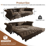 Oversized Chesterfield Pull Out Sofa Bed, Roll Arm Couch With Flower Tufting For Living Room