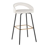 Grotto - Upholstered Fixed-Height Barstool - Black Metal