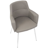 Canary-Andrew - 5 Piece Dining Room Set - Silver Metal, White MDF, Chrome Metal, Gray Faux Leather