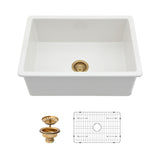 Undermount Single Bowl Ceramic Kitchen Sink, Dual Mount