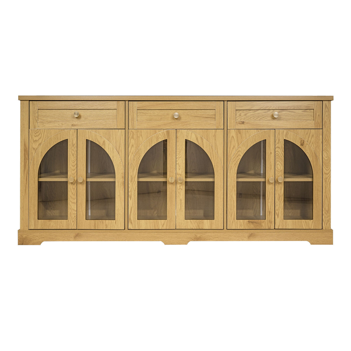 Sideboard Cabinet With 3 Drawers And 6 Arched Glass Doors