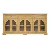 Sideboard Cabinet With 3 Drawers And 6 Arched Glass Doors