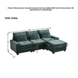 Modern Comfy Chenille L Shaped Sectional Sofa With Movable Ottoman