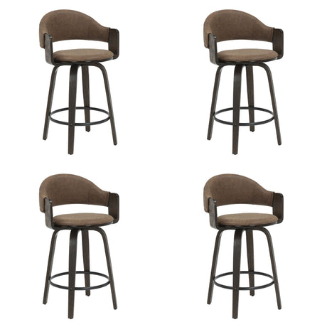 Daxton - Swivel Counter Height Round Back Wood Bar Stool With Faux Leather Seat