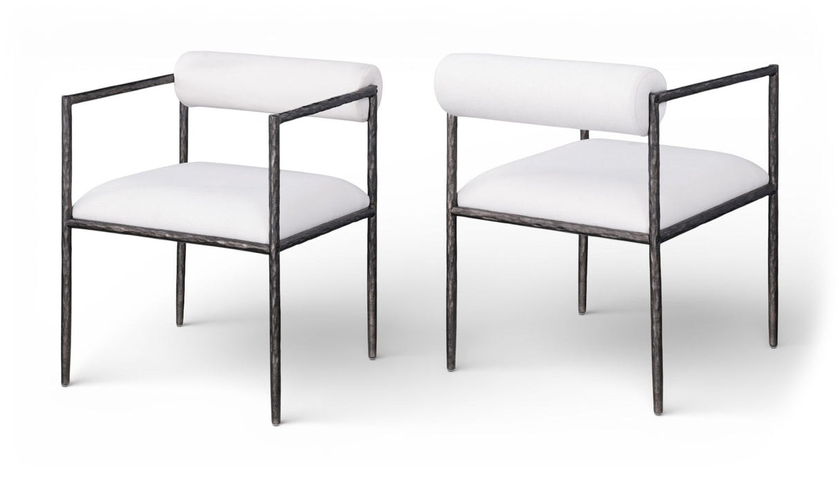 Axis - Linen Textured Cream Fabric Upholstered Dining Chair (Set of 2)