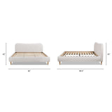 Roman - King Curved Headboard Upholstered Platform Bed - Light Beige