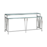 Celina - 72" Rectangle Tempered Glass Console Table - Shiny Nickel