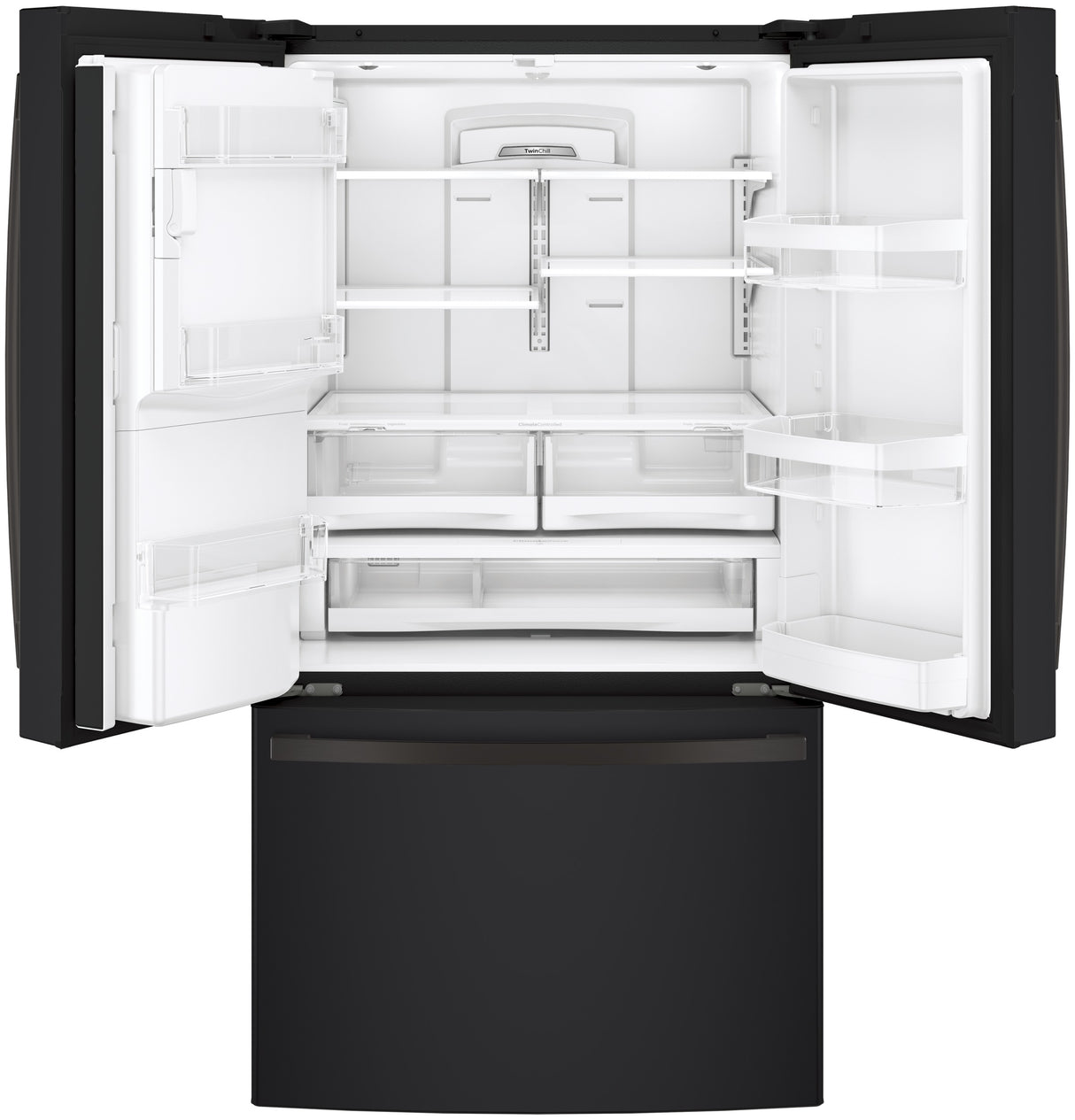 GE GFE28GELDS - 36 in. 27.7 cu. ft. French Door Refrigerator with Ice & Water Dispenser - Fingerprint Resistant Black Slate