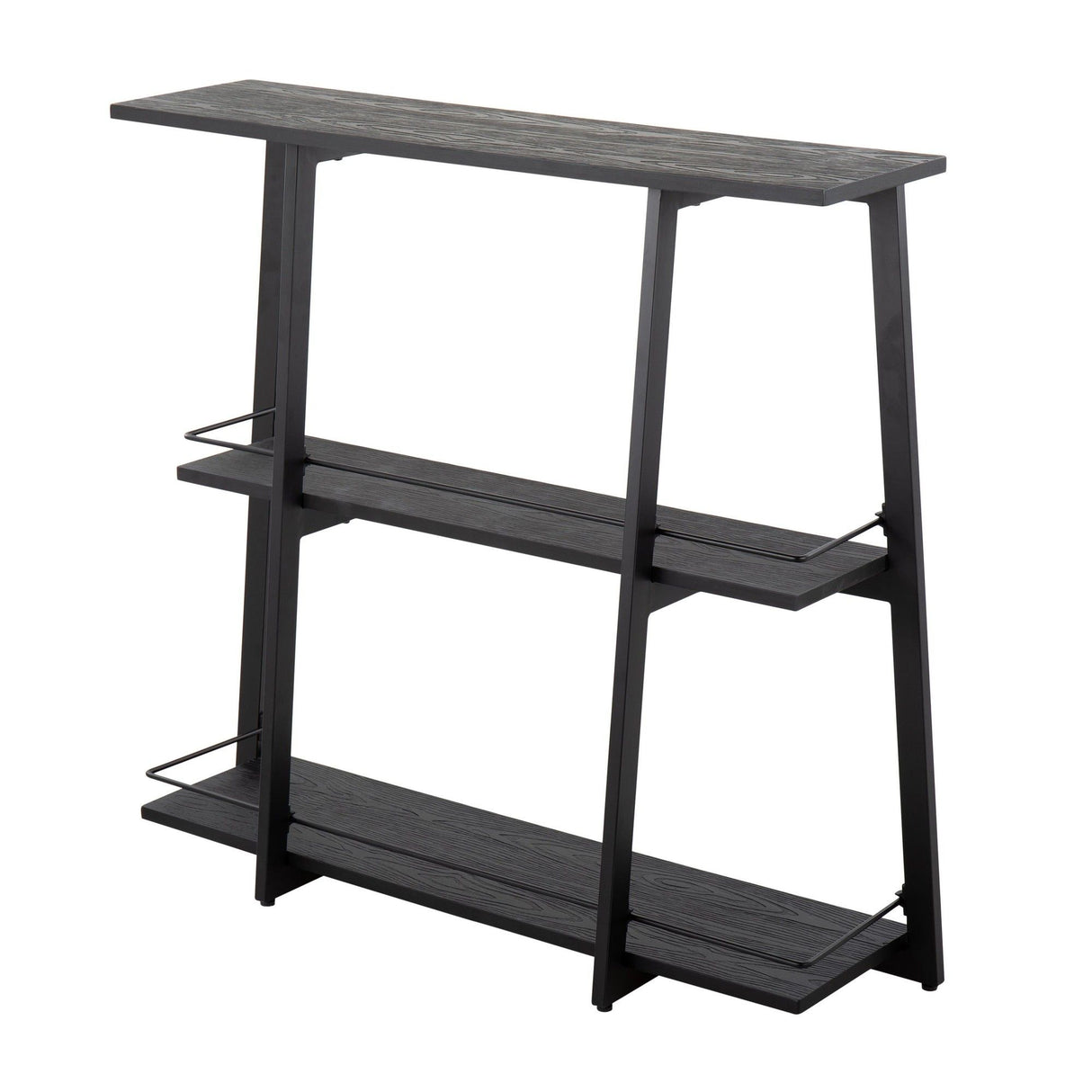 Converge - Industrial Bookcase - Black Steel And Black Bamboo
