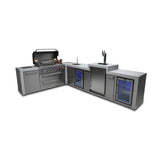 Mont Alpi Deluxe Series 8 Ft L-Shaped Propane Outdoor Kitchen Island w/ Side Burner, Beverage Center, Fridge, & Kegerator - MAi805-D90KEGBEVFC