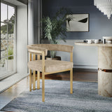 Marcello - Dining Chair With Brushed Gold Iron Frame (Set of 2) - Beige
