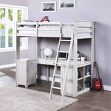 Ambar - Twin Loft Bed With Desk & Bookcase & Chest - Light Gray
