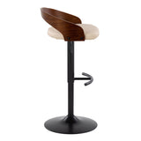 Grotto - Adjustable Barstool - Black Metal, Walnut Wood