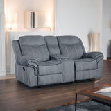 Zubaida - Two Tone Velvet Recliner Loveseat With USB Port Console