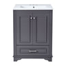 Bathroom Vanity With Ceramic Sink Combo, Modern Freestanding Storage Cabinet With Silver Handles