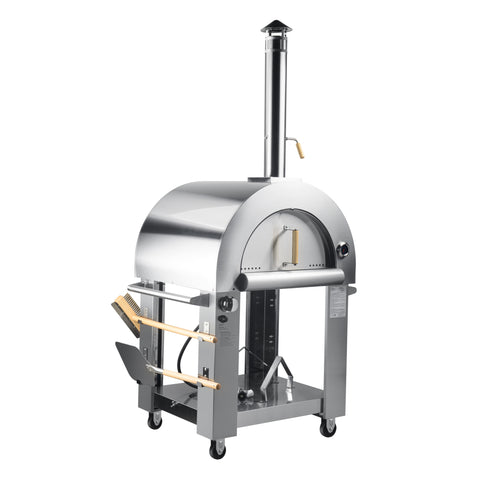 32 in. Outdoor Gas and Wood Fired Pizza Oven in Stainless-Steel (KM-OKS-DFPO)