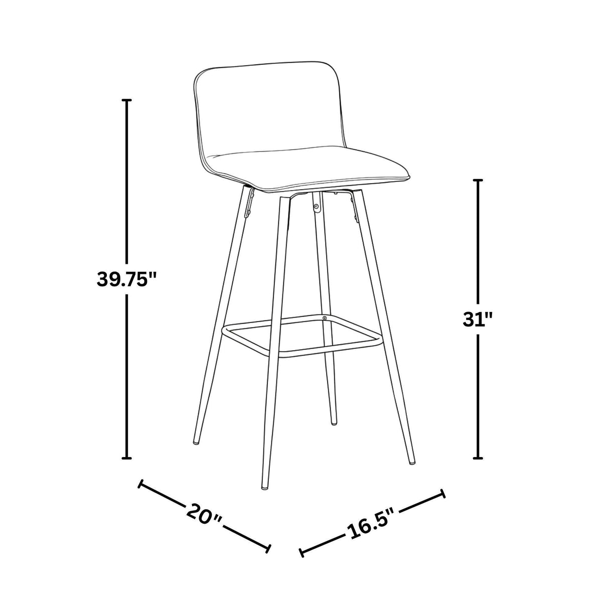 Casper - Contemporary Fixed-Height Barstool (Set of 2) - Black Metal Frame