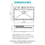 30" Single Bowl Kitchen Sink With Smart LED Faucet