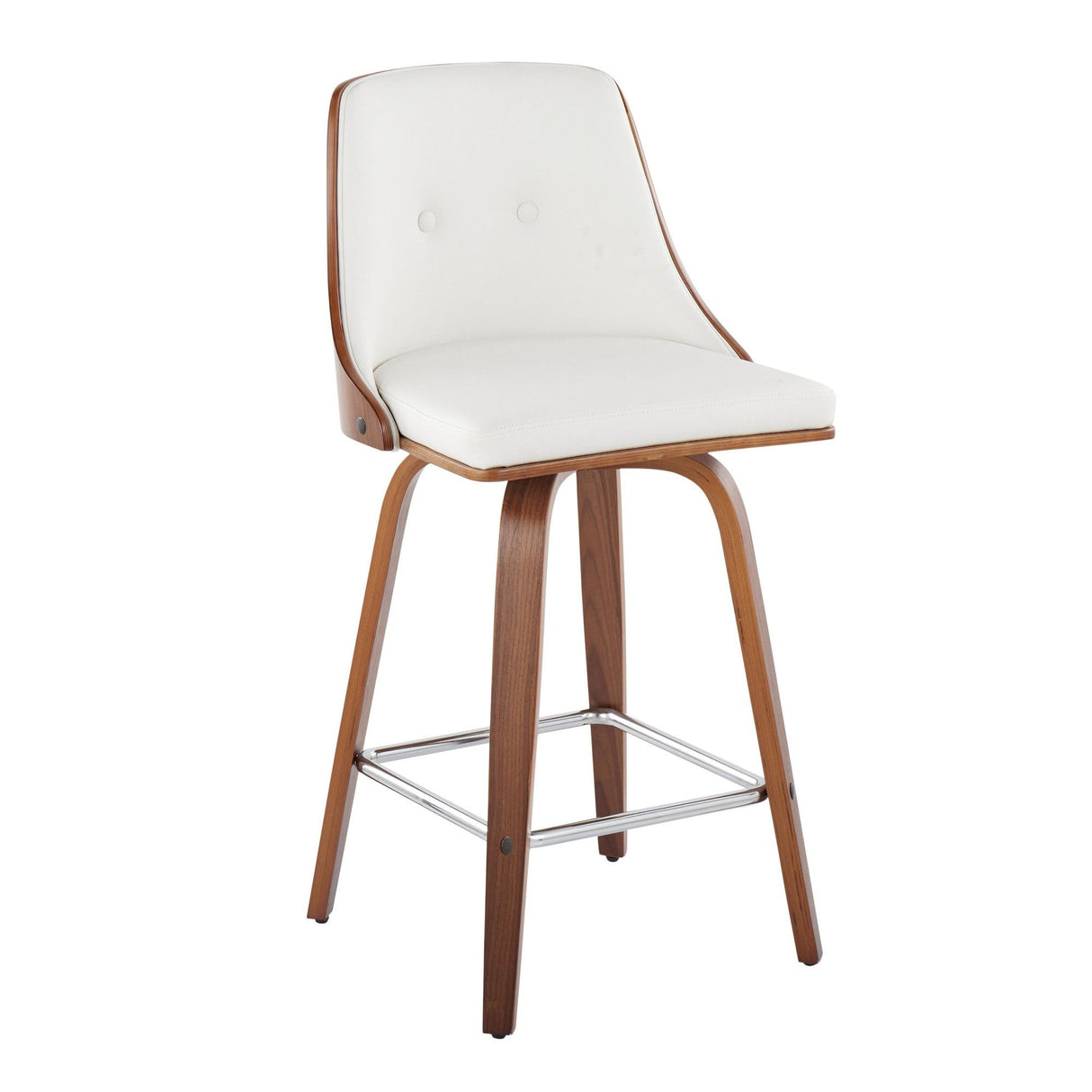 Gianna - Fixed-Height Swivel Counter Stool (Set of 2) - Walnut Frame And Square Footrest