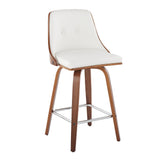 Gianna - Fixed-Height Swivel Counter Stool (Set of 2) - Walnut Frame And Square Footrest