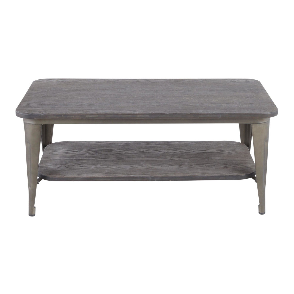 Oregon - Coffee Table - Antique Metal And Espresso Wood-grain Pressed Bamboo