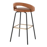 Grotto - Upholstered Fixed-Height Barstool - Black Metal