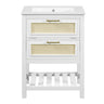 Modern Bathroom Vanity With Integrated Sink, Cabinet With 1 Deep Drawer And 1 Tip-Out Drawer