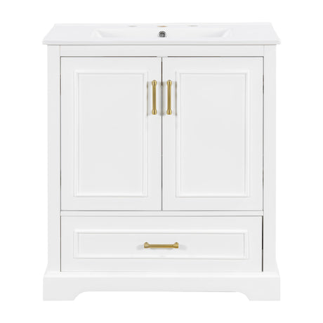 Bathroom Vanity With Sink, 1 Divided Drawer And 2 Soft Close Doors With Double Shelf