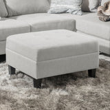 Classic Ottoman With Birch Wood Legs And Fabric Upholstery