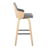 Stella - Contemporary Fixed-Height Swivel Barstool (Set of 2) - Natural Wood