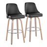 Studded - Marcel Fixed-Height Barstool (Set of 2) - Light Grey Wood