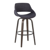 Fabrizzi - 30" Fixed-Height Barstool With Swivel And Round Black Metal Footrest (Set of 2) - Walnut Glazed Wood