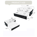 Modern Convertible Sleeper Sofa Bed With Pull-Out Queen Design, Side Storage & Thick Cushions