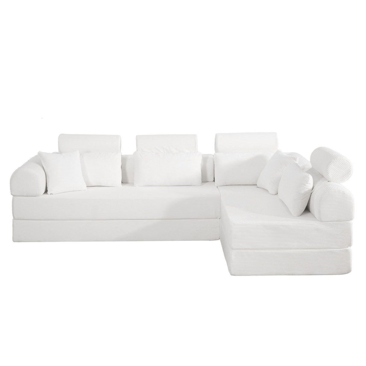 Modern L-Shape Modular Sectional Sofa, Compressed Design