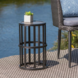 Outdoor Powder Coated Side Table - Gray