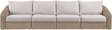 Seacrest - Olefin Water Resistant Fabric And Wicker 4 Piece Outdoor Patio Modular Sofa