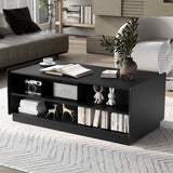 Modern Rectangle Coffee Table With 4 Drawers And 2 Display Shelves