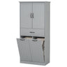 Modern Bathroom Storage Cabinet With Two Laundry Baskets, One Drawer, Adjustable Shelf
