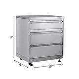 32 in. Stainless-Steel Outdoor Kitchen Cabinet with Three Drawers (KM-OKS-CAB3)