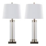 Glacier - 30" Table Lamp (Set of 2) - Clear Glass And Brushed Nickel With White Linen Shade