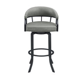 Edy - Swivel 30" Black Finish And Faux Leather Bar Stool - Gray