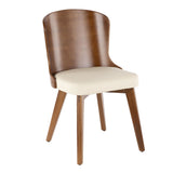 Bocello - Chair - Walnut And Cream Faux Leather