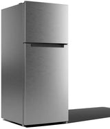 Element ENR18TFGCS top freezer refrigerator, angled view