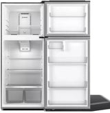 Element ENR18TFGCS refrigerator with doors open showing shelves