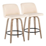 Toriano - Contemporary Fixed-Height Counter Stool & Swivel With Round Footrest (Set of 2)