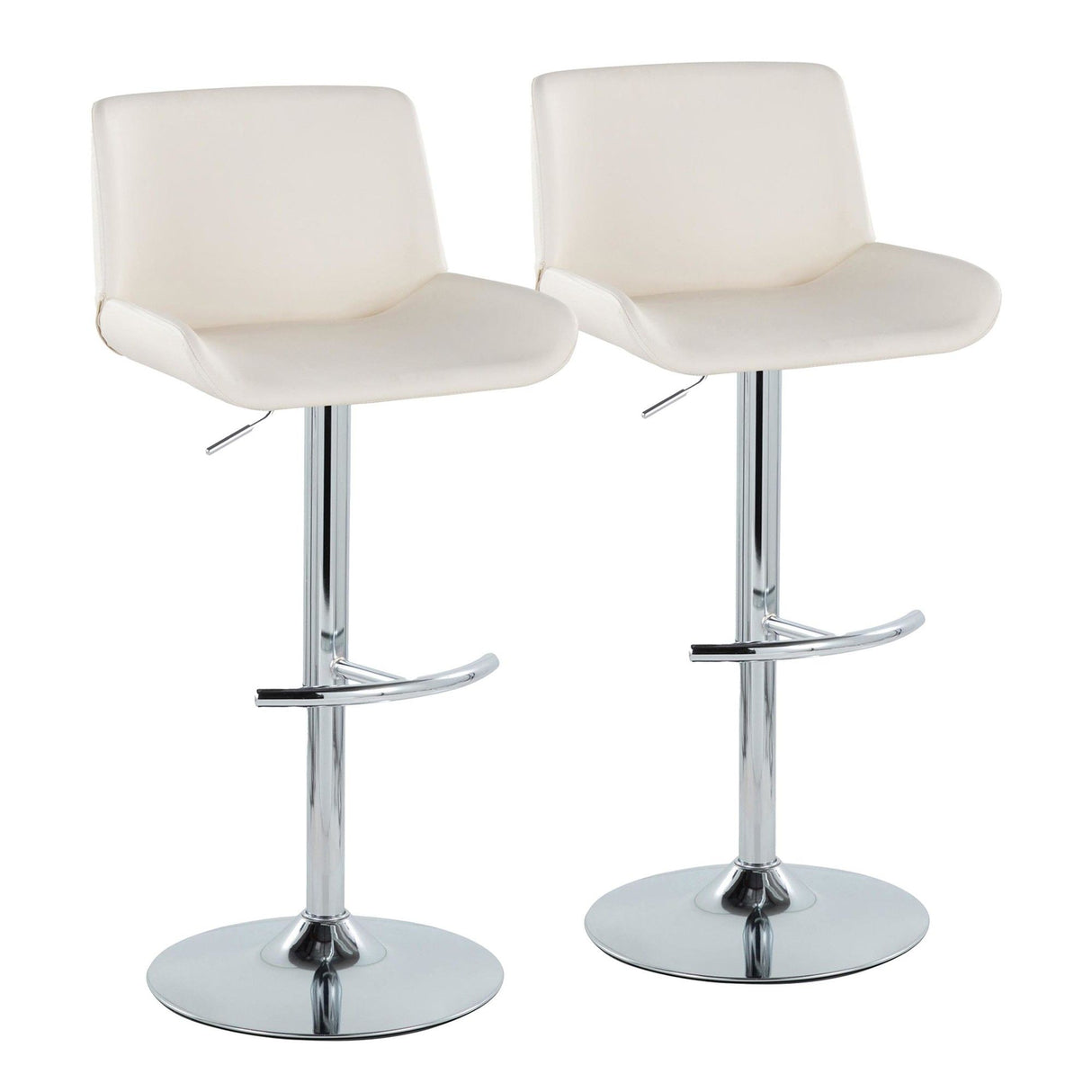Santi - Upholstered Adjustable Barstool With Swivel And Rounded T Footrest (Set of 2) - Chrome Metal