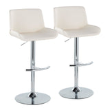 Santi - Upholstered Adjustable Barstool With Swivel And Rounded T Footrest (Set of 2) - Chrome Metal