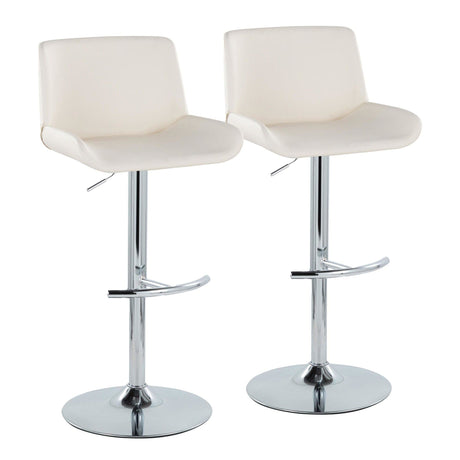 Santi - Upholstered Adjustable Barstool With Swivel And Rounded T Footrest (Set of 2) - Chrome Metal
